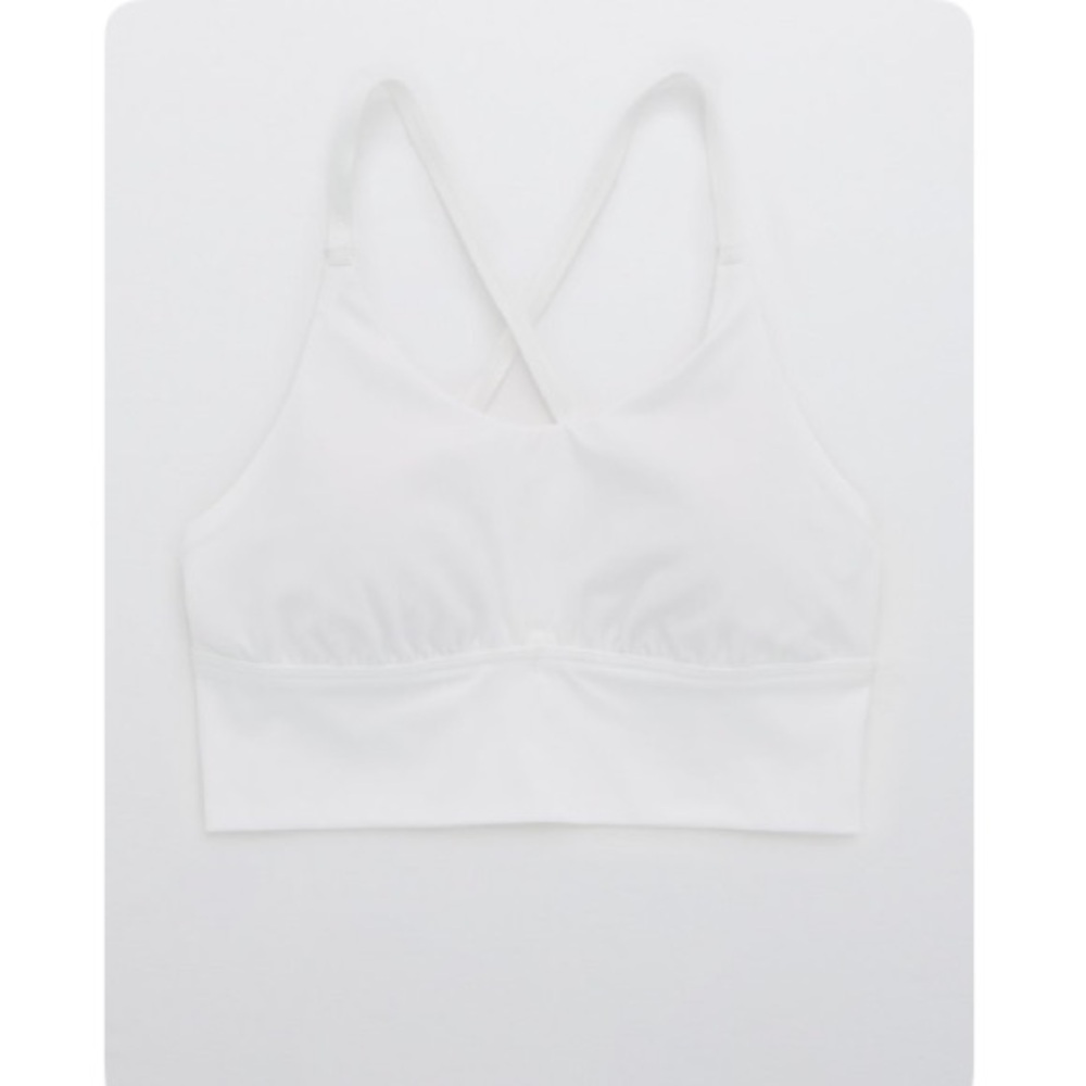 Aerie White Strappy Back Sports Bra